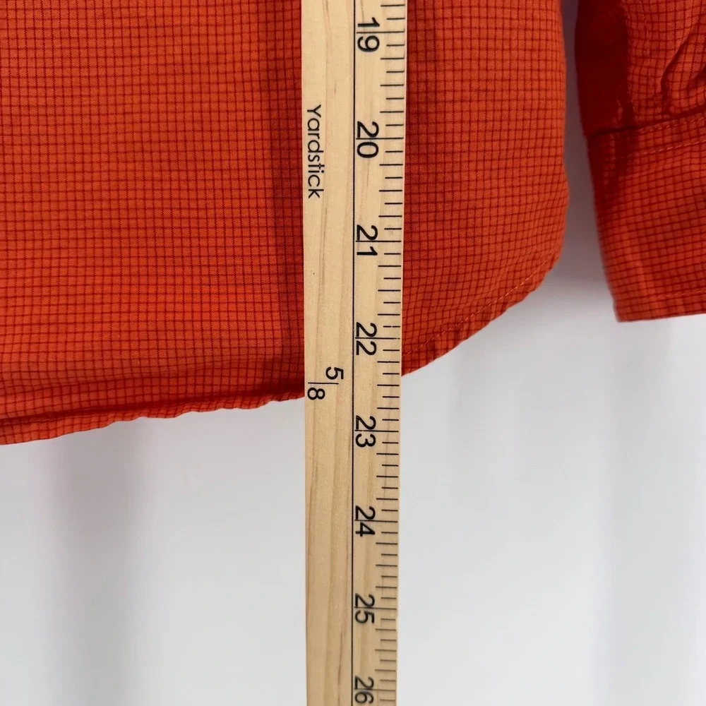 Gap Kids Cotton Button Front Shirt Boys Size M 8 9 Orange Check Roll Tab Sleeve